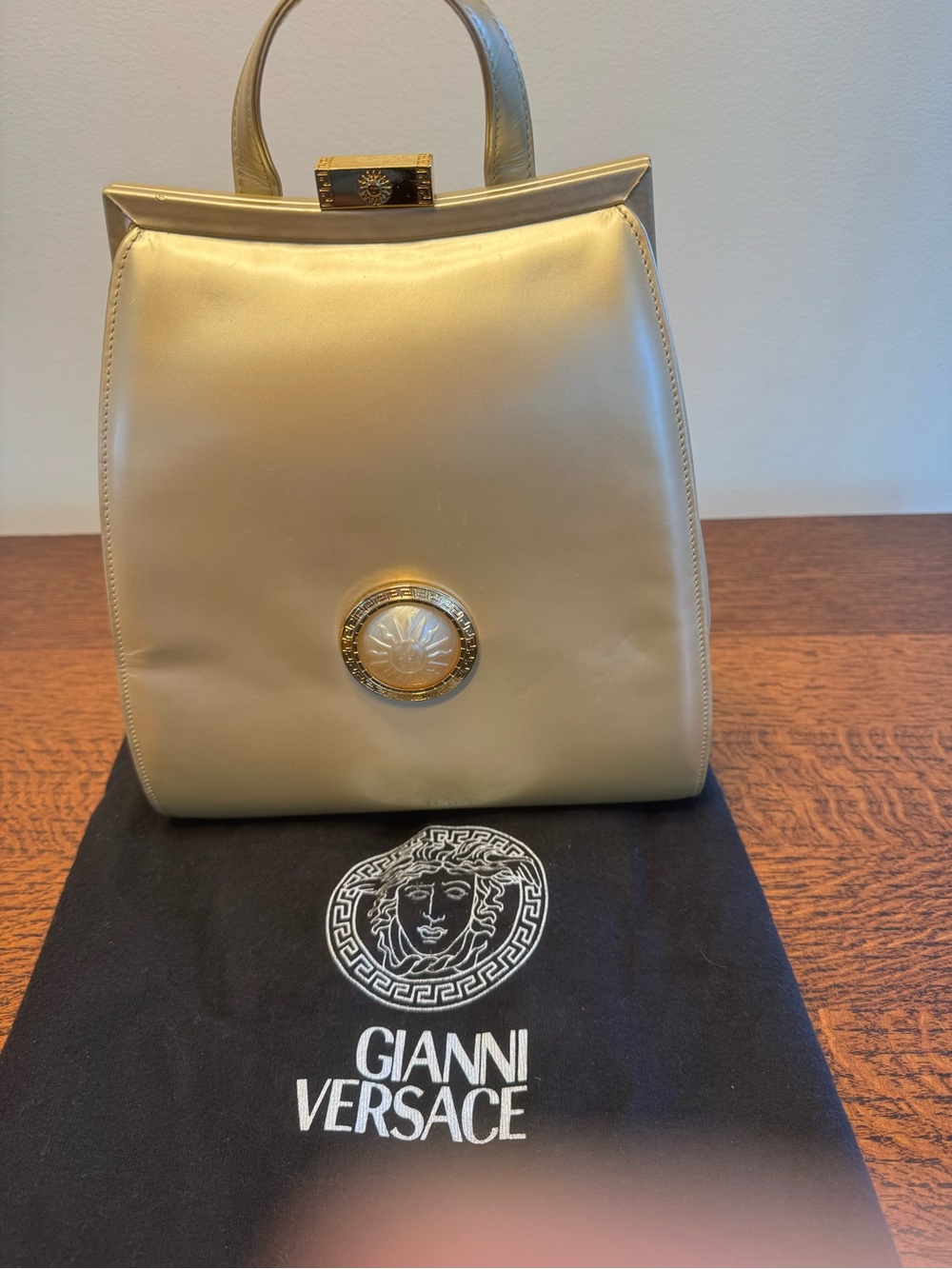Gianni Versace Gold Sunburst Frame Top Handle Bag w/Dust Bag and COA